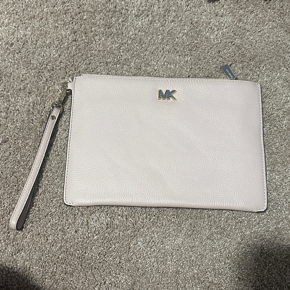 Michael Kors Cream Wristlet with Gold Logo